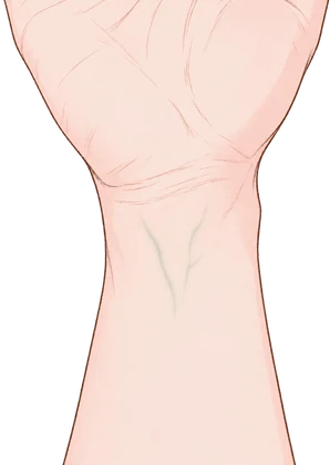 血管が緑っぽく見える手首のイラスト